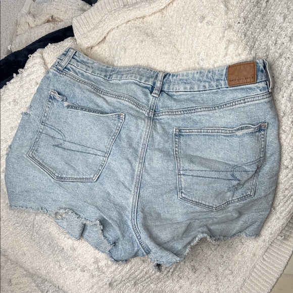 American Eagle Distressed Light Blue Denim Shorts - Picture 2 of 8